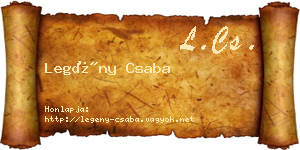 Legény Csaba névjegykártya
